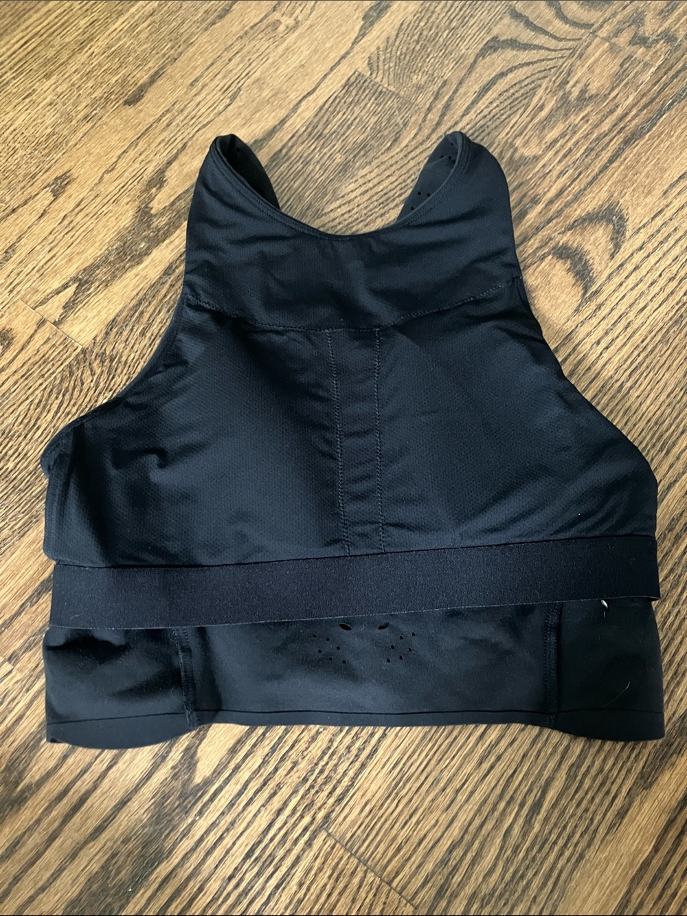 Athleta Black Floral Laser-Cut Conscious Crop Bra Top - Picture 5 of 7